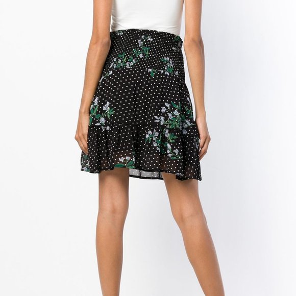 Ganni Rometty Black Floral Georgette Mini Skirt 36 - Picture 2 of 14